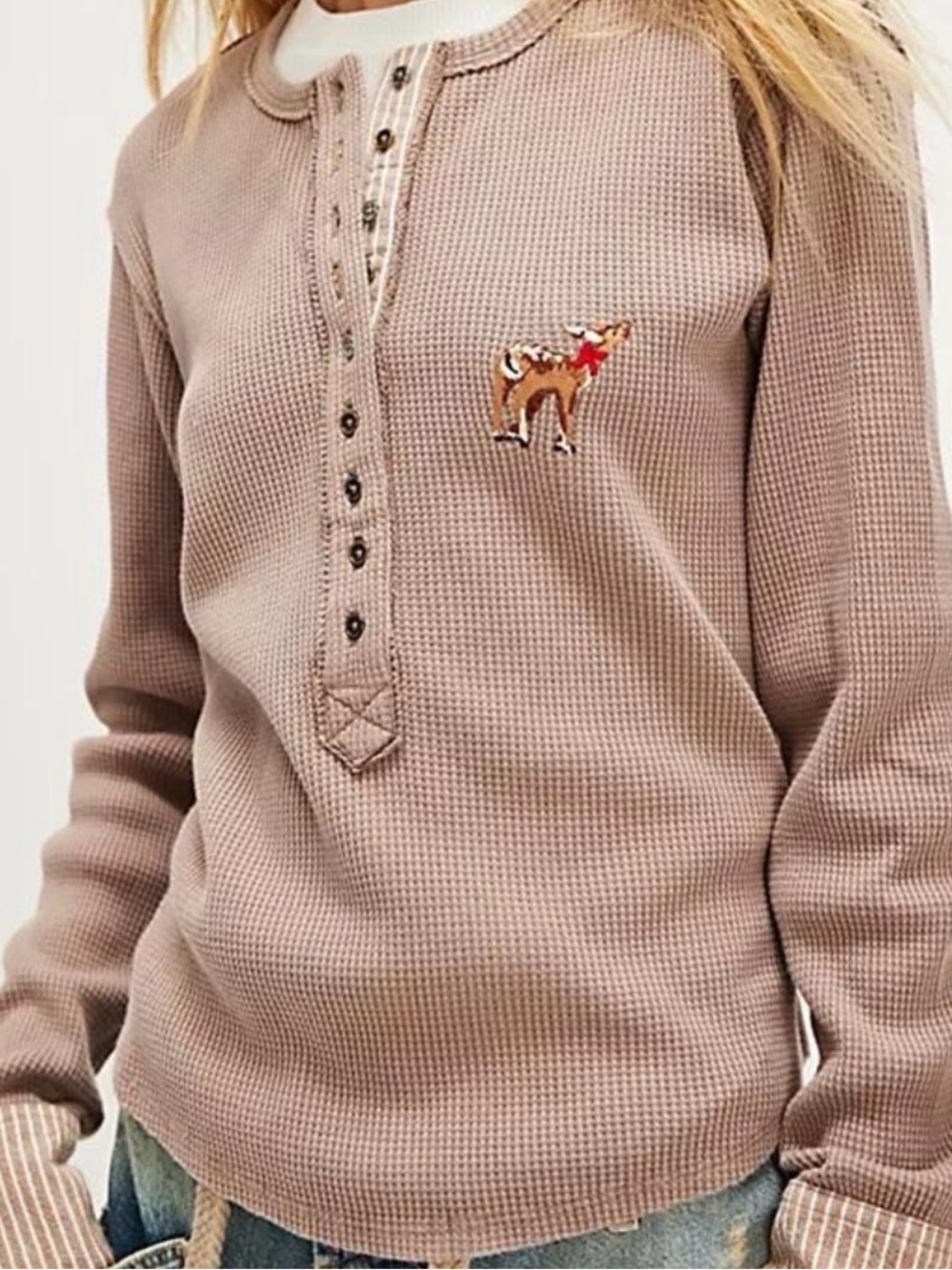 We The Free Fly High Henley -embroidered deer🔥